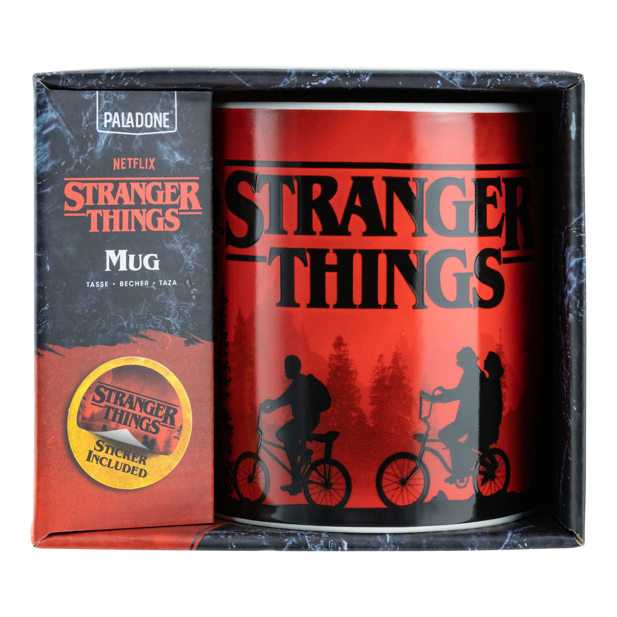 Stranger Things Tasse XL - Detailansicht des hochwertigen Drucks und der Stranger Things Motive
