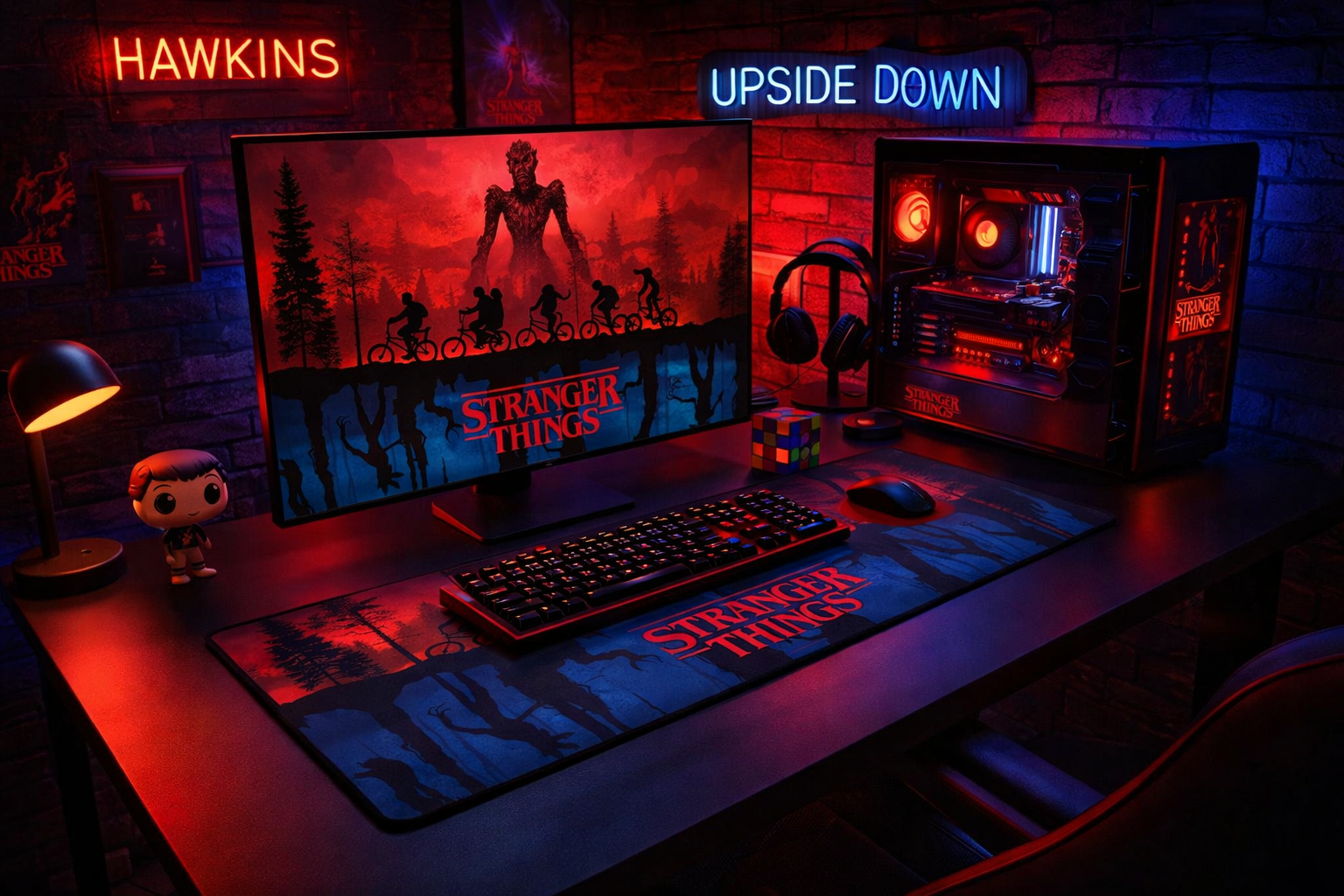 Stranger Things Schreibtischunterlage "The Upside Down" 81 x 36 cm
