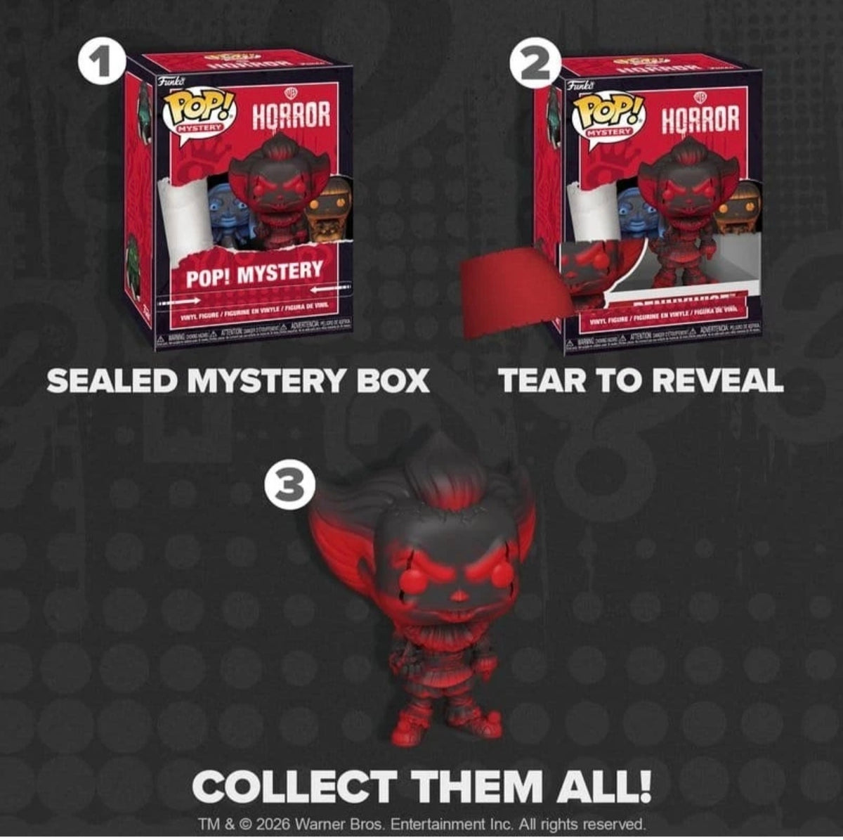 Funko POP! Mystery Warner Bros. Horror Blind Box öffnen: Verpackung aufreißen und Pennywise-Figur enthüllen