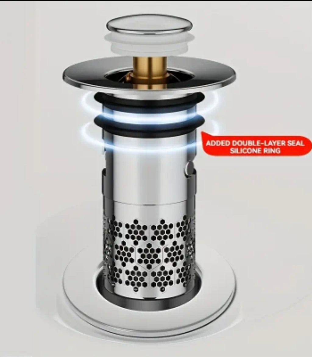 Waschbecken Ablaufstopfen mit Haarfänger und Netz
