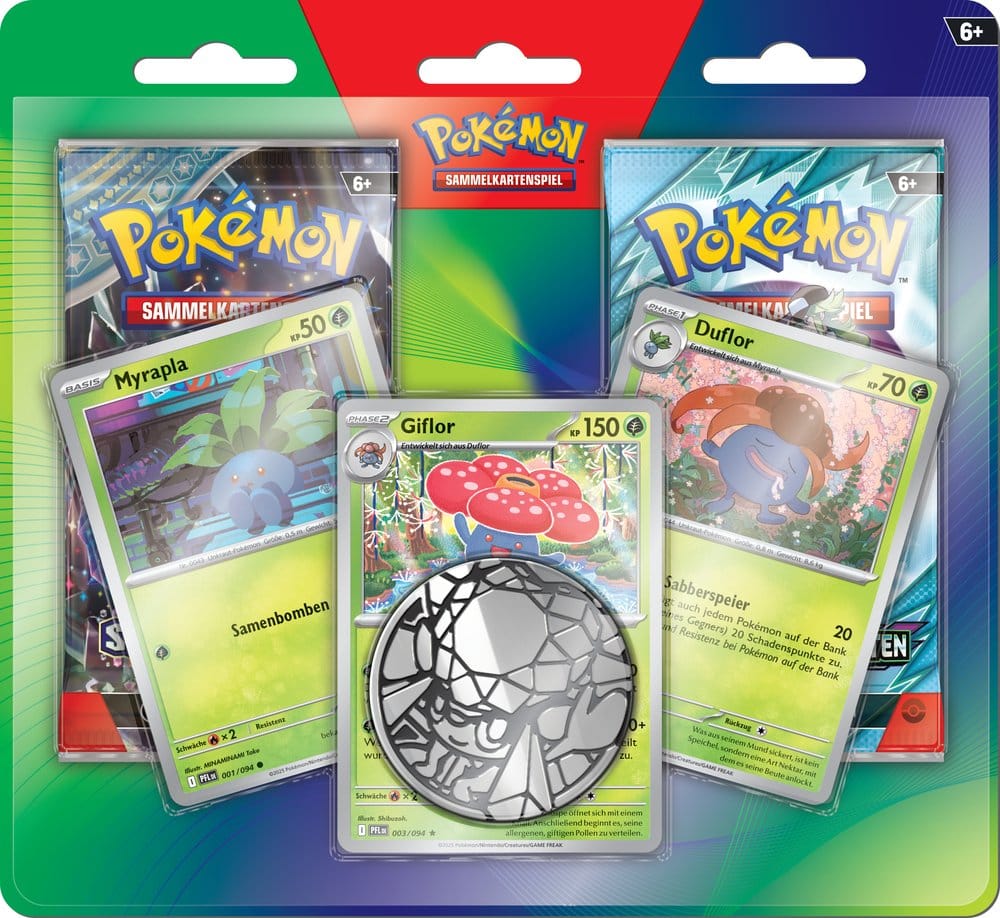 Pokémon TCG Enhanced 2er-Pack Blister 2026 Deutsche Version – Frontansicht mit Myrapla, Duflor und Giflor