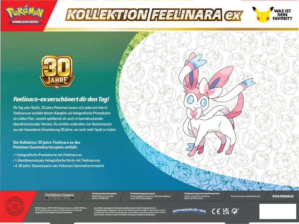 Pokémon TCG 30th Celebration Kollektion Feelinara-ex zum 30. Pokémon-Jubiläum